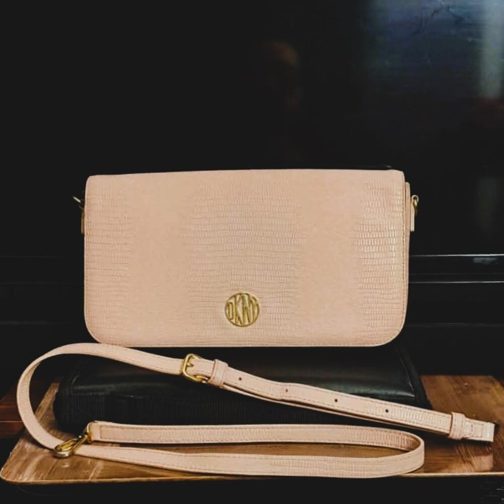 Donna Karan New York Lizard-Embossed Genuine Leather Crossbody Collector's Piece